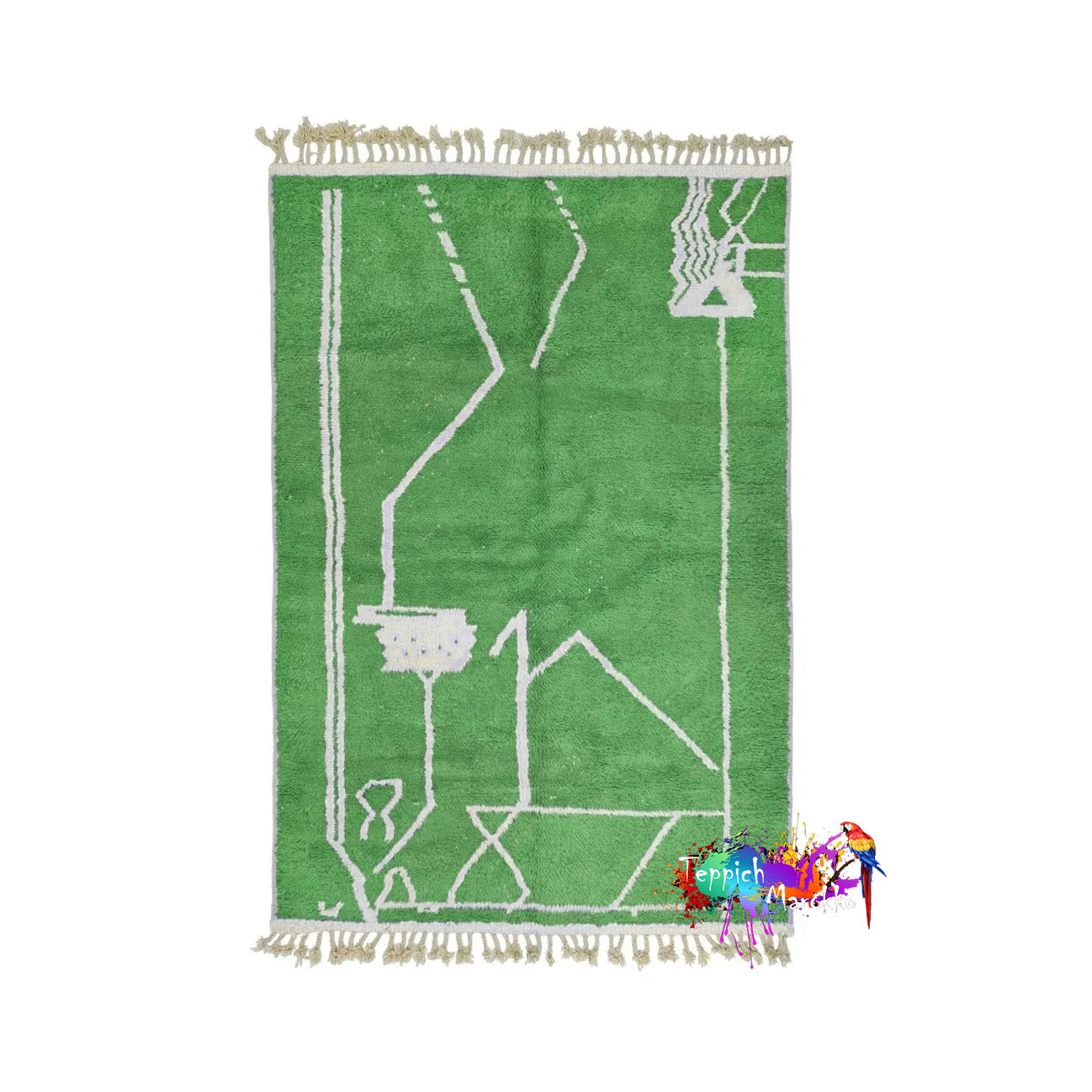 Aanbar - Green Moroccan Rug