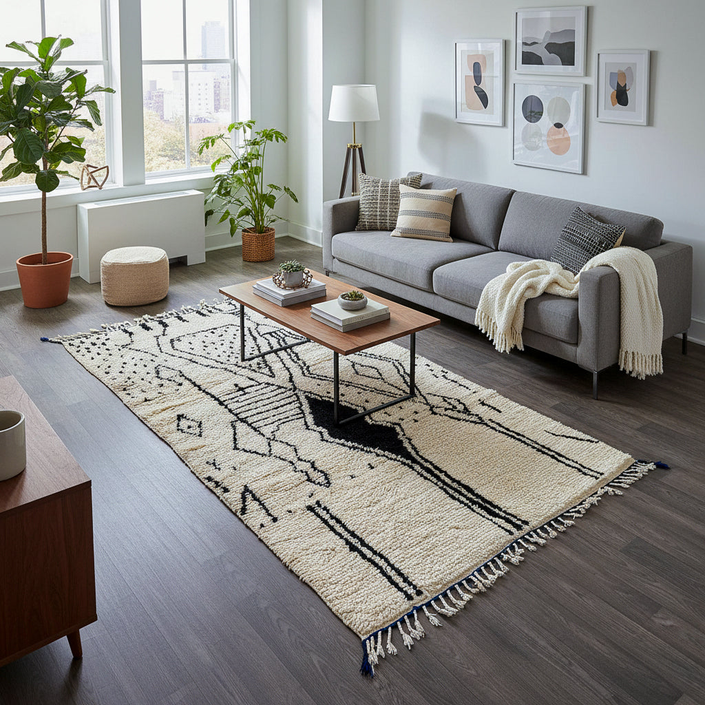 Ola - Black Morocco Rug