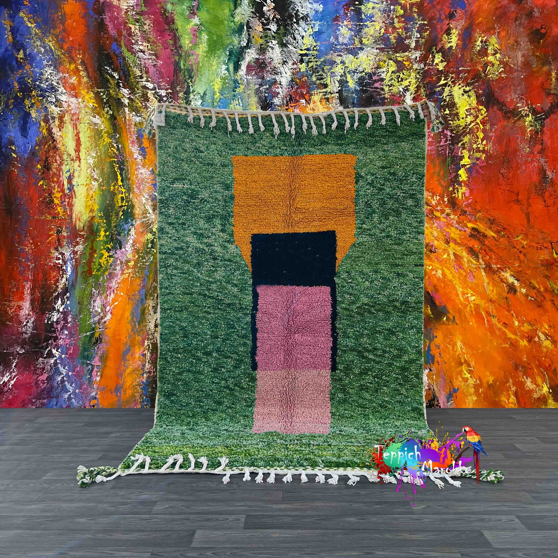 Salwa - Green Moroccan Rug