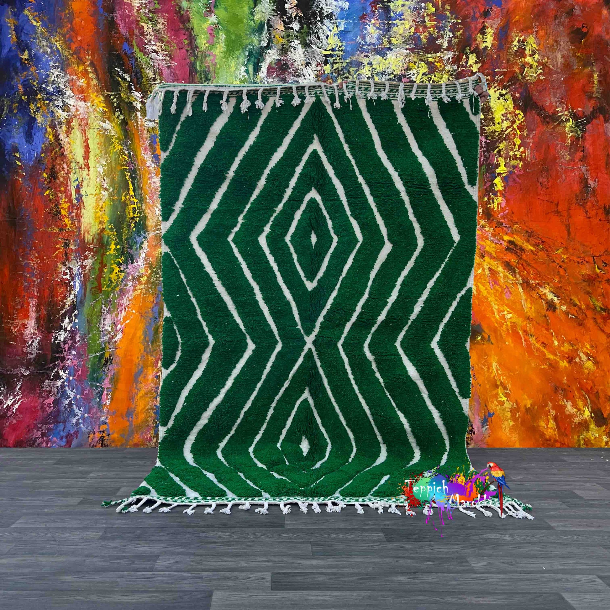 Majdah - Green Beni Ourain Rug