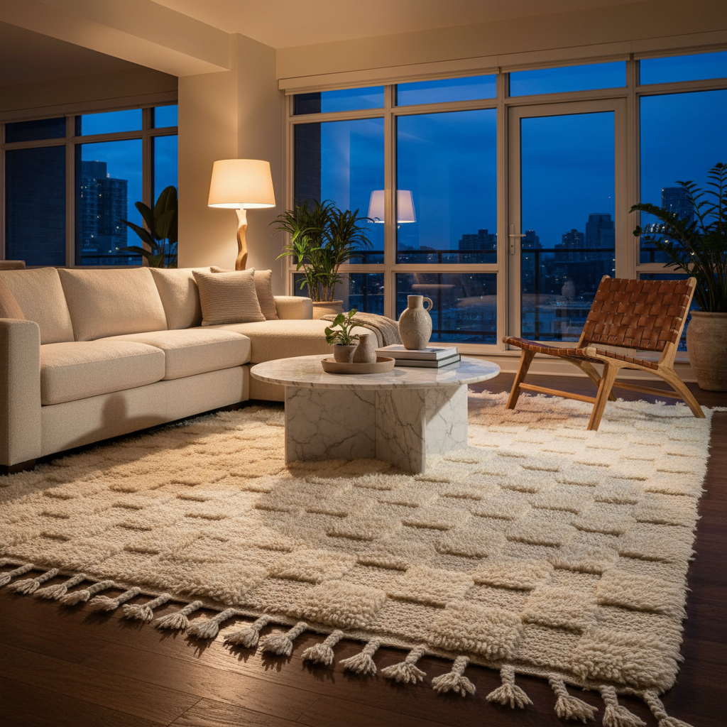 Kenza – Checkered Beni Ourain Rug