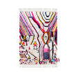 a vibrant, colorful rug with abstract patterns and designs.
