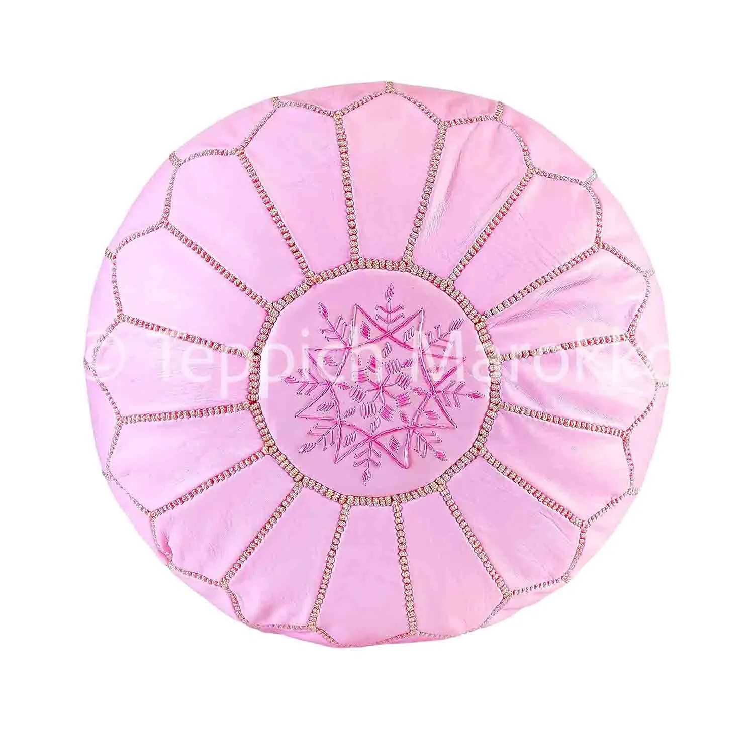 Moroccan Pink Pouf Leather