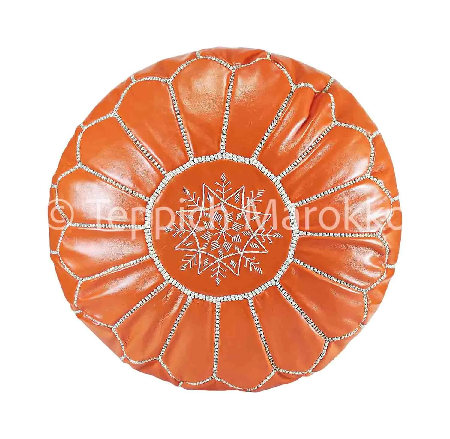 Moroccan Orange Pouf Leather