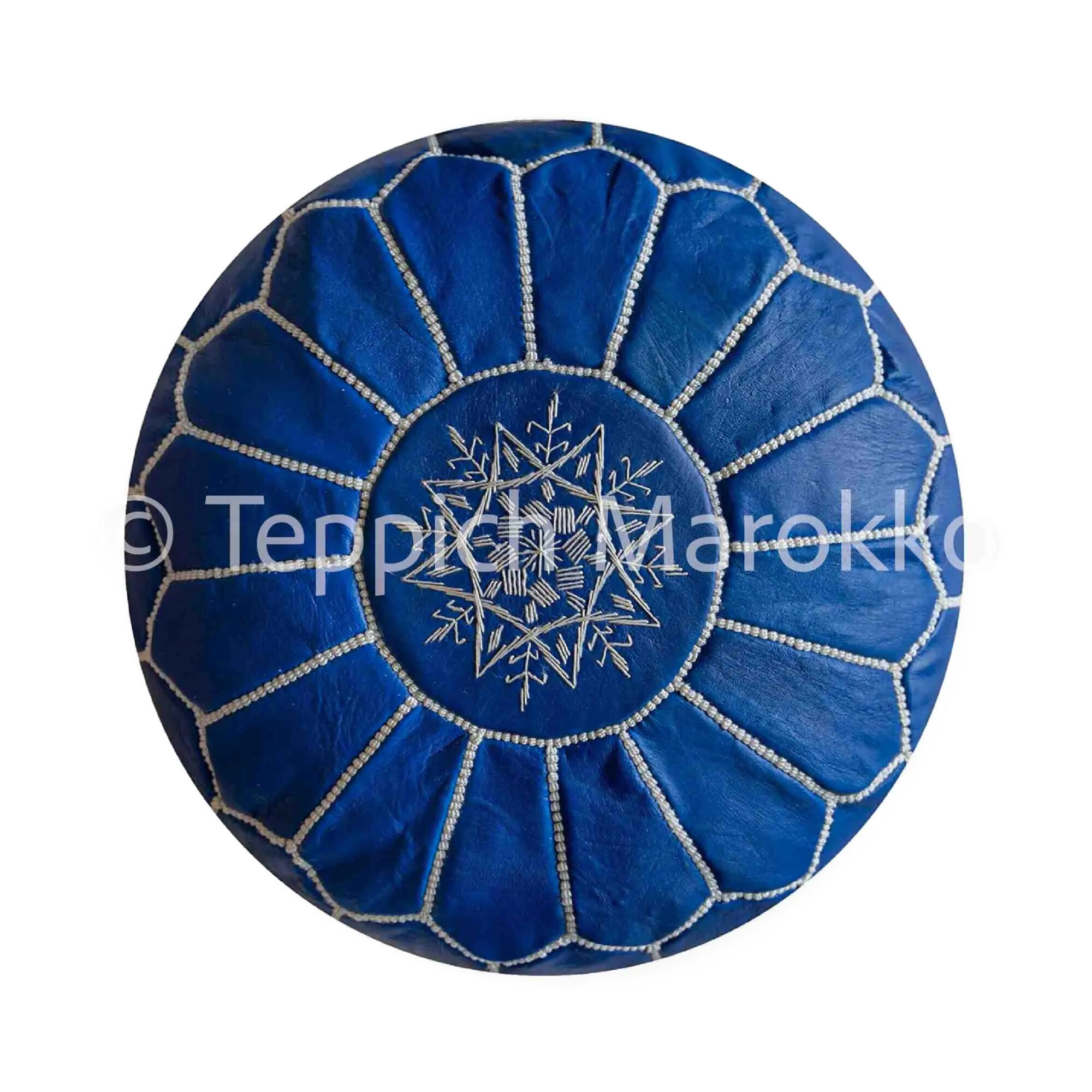 Moroccan Bleu Pouf Leather