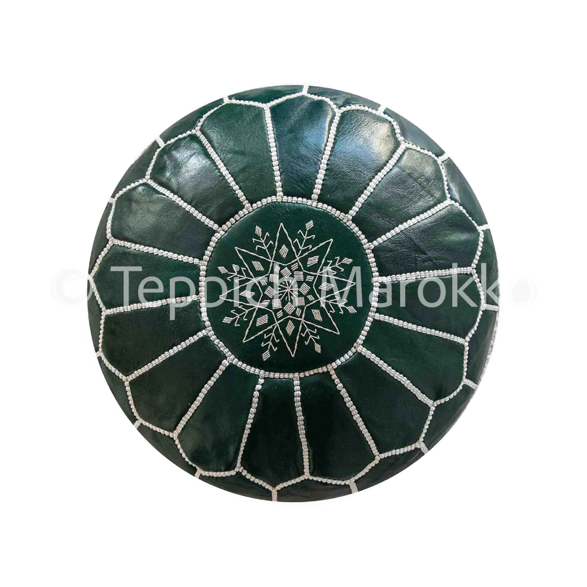 Moroccan Dark Green Pouf Leather