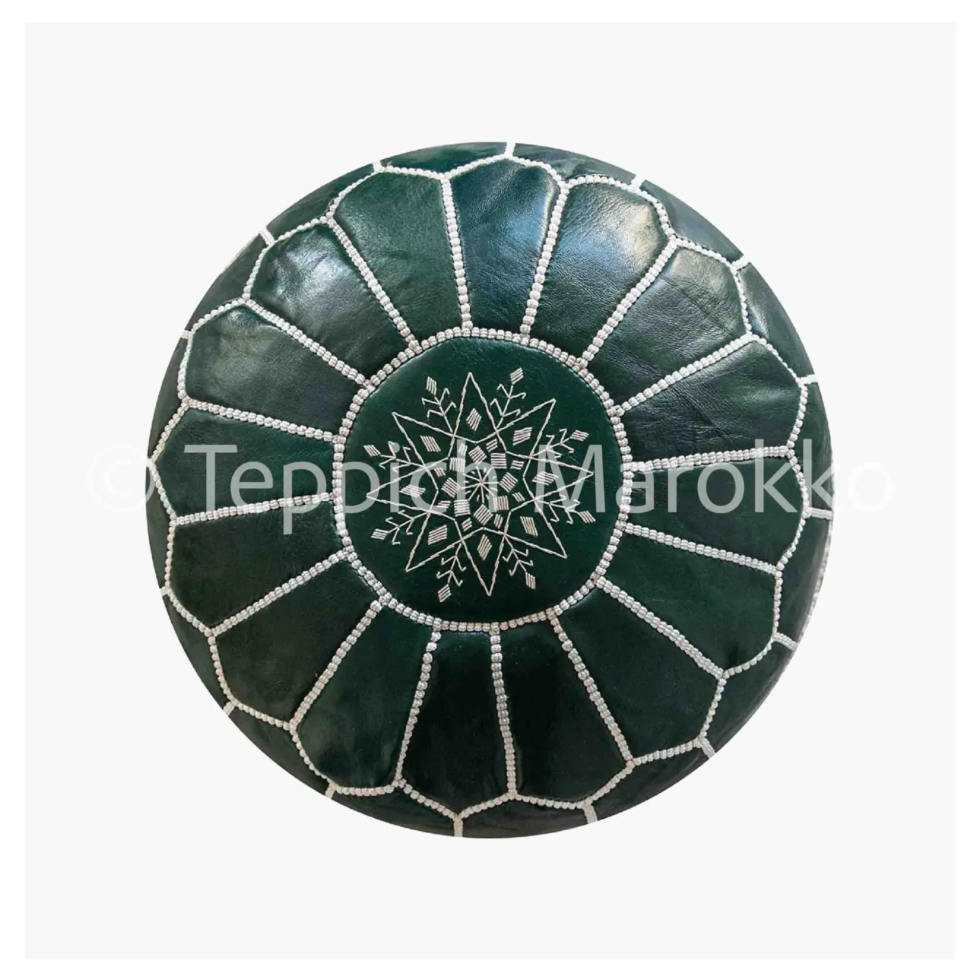 Moroccan Dark Green Pouf Leather